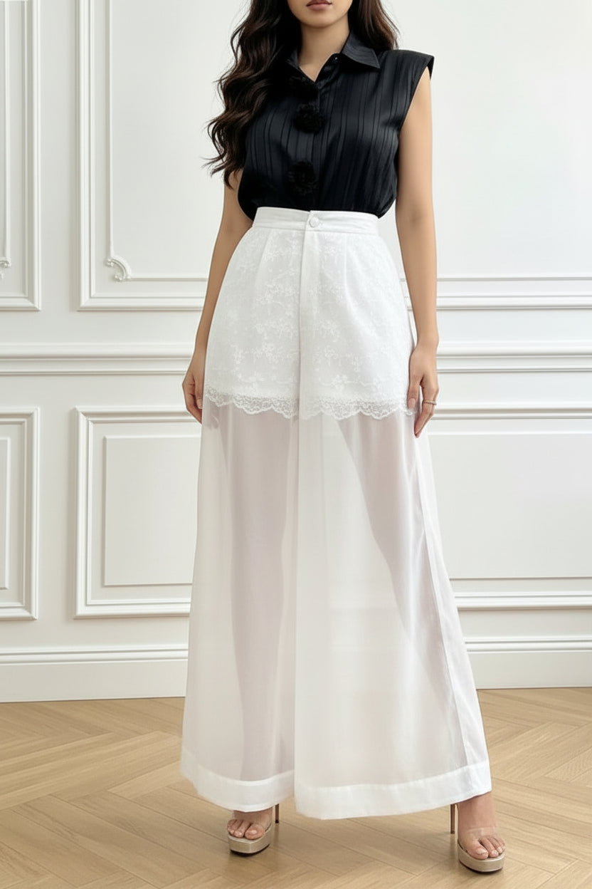 Clean | White Sheer Wide leg pant