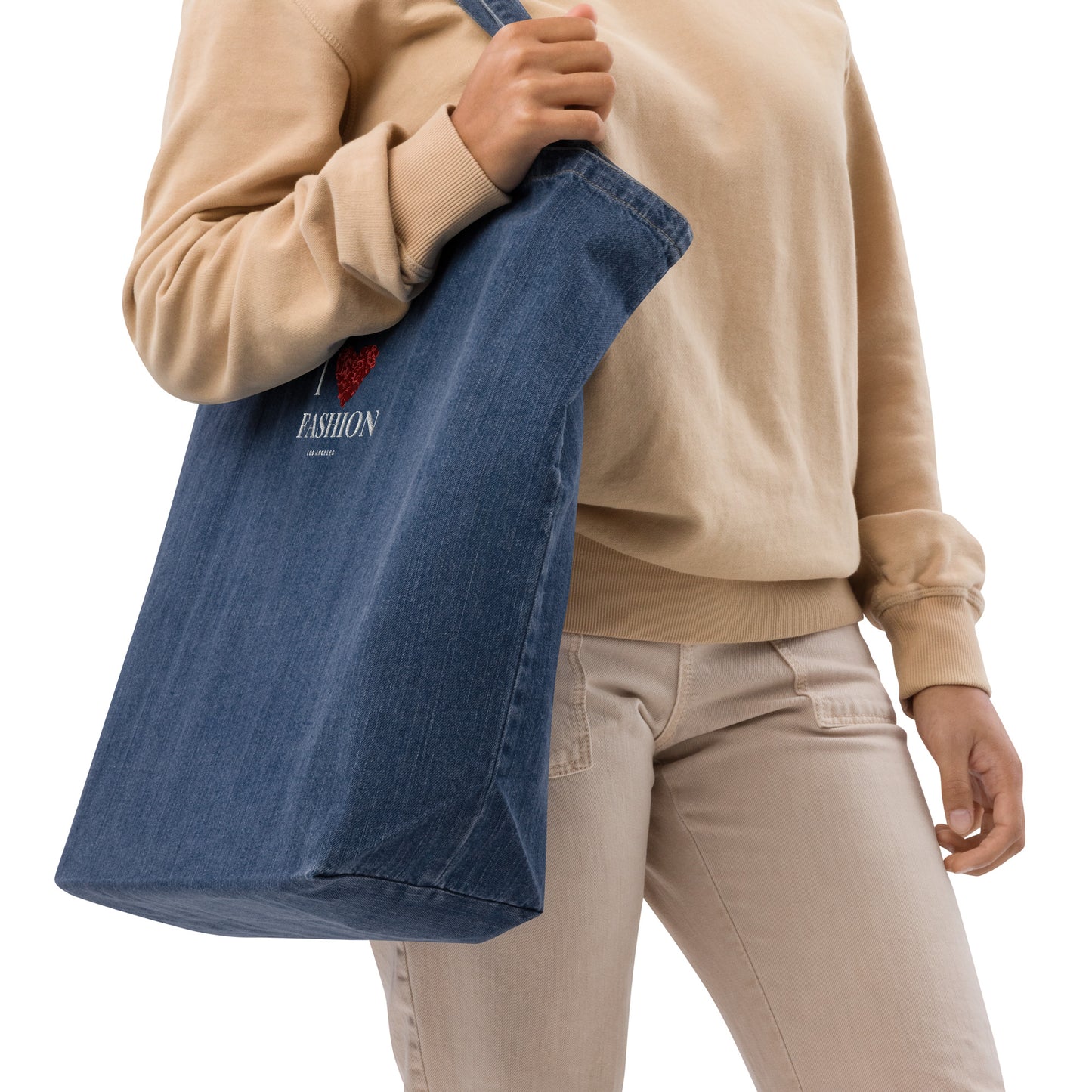 Rose Heart | Organic denim tote bag
