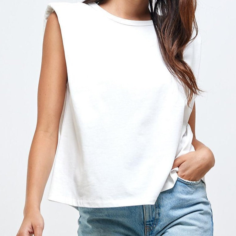 MIA ESSENTIAL TSHIRT | WHITE SHOULDER PAD TEE