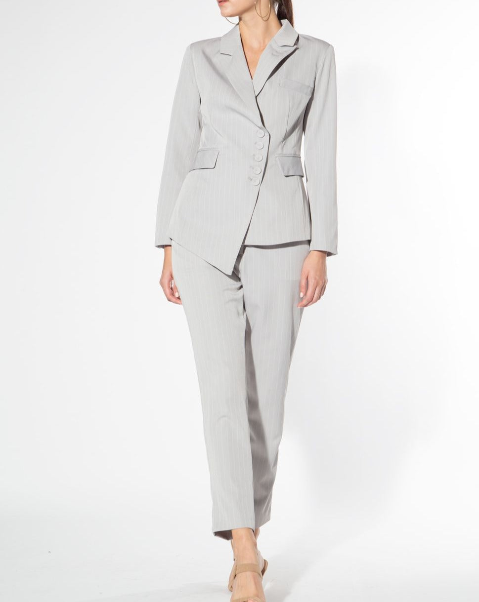 MISS CEO | PIN STRIP GREY SUIT