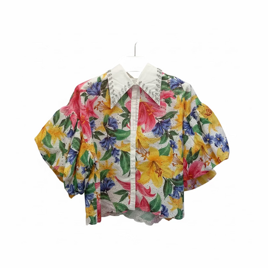 Summer | Floral Button up Jeweled collar