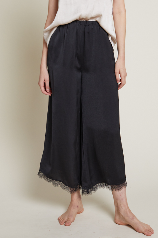 GIGI  | SATIN PANT WITH LACE TRIM
